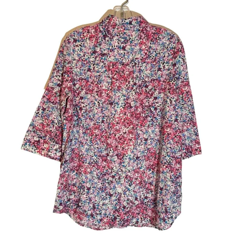 Roamans Womens Floral Tunic Top 14W 3/4 Sleeve Cotton/Poly Blend women blouse. - Picture 8 of 12